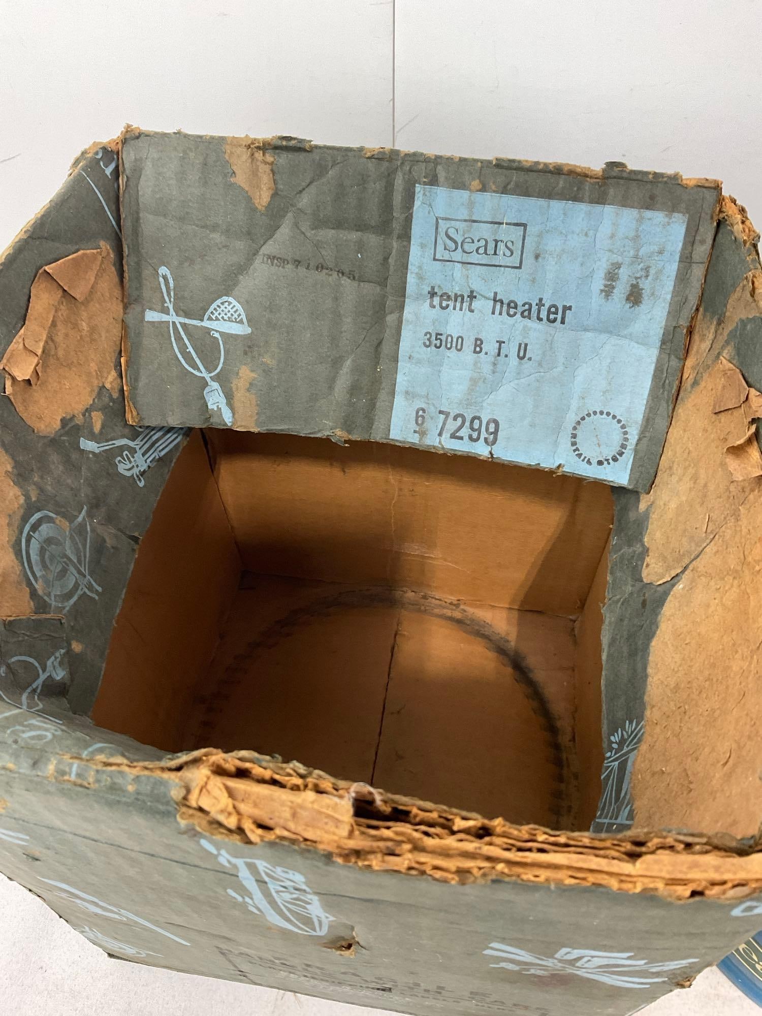 Vintage 1960s-70s Sears Camping Tent Heater 3500 BTU model, w/original box - 3