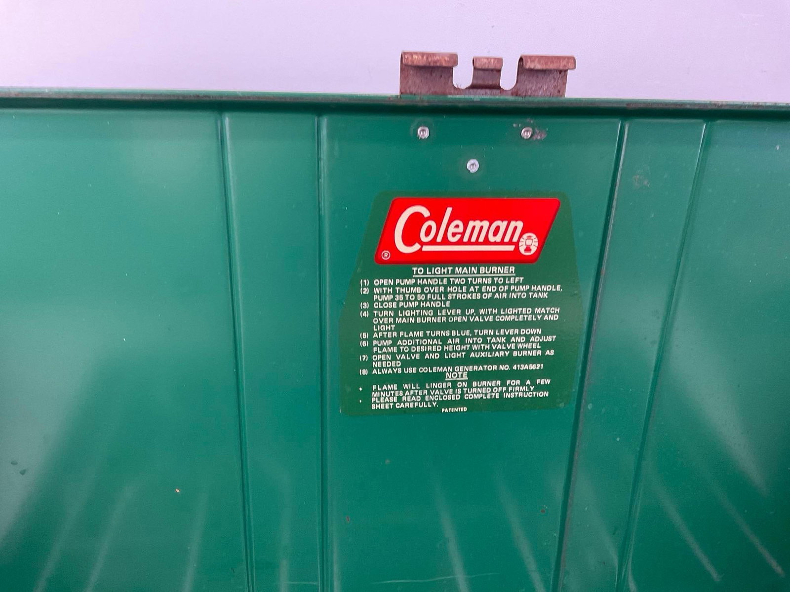 Vintage Coleman 413G Double Burner Camp Stove, white gas, 1950s-70s era, some finish wear - 3