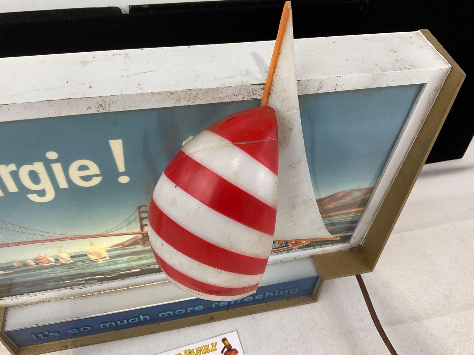Vintage Burgie Lighted Beer Sign, Burgermeister Ad Sign, 3D Sailboat on front, lights up, 11x14x6... - 3