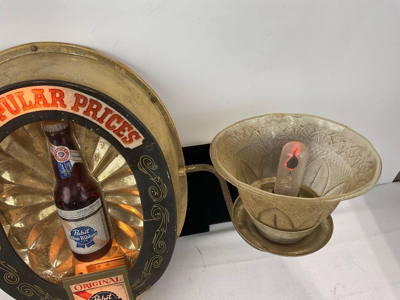 Vintage 1965 Pabst Blue Ribbon Beer Bar Sign, tested & working, Double Wall Sconce - 3