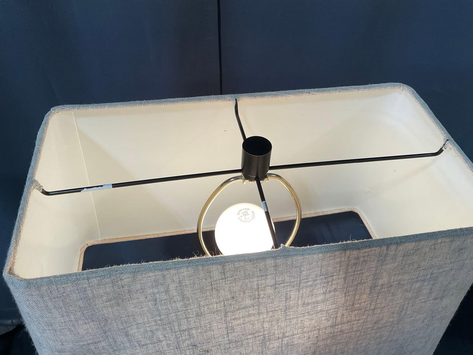 Table Lamp w/Rectangular Shade, w/Swing Arm, tested & working, 28x17x11 inches - 2
