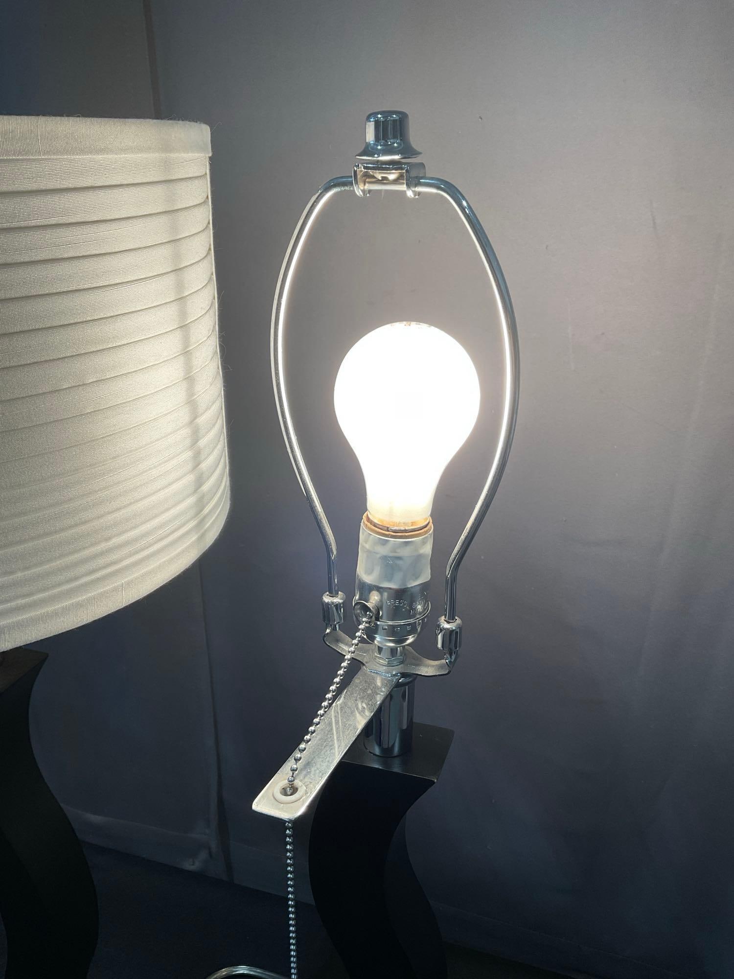 Pair of S-Curve Modern Table Lamps, tested & working, only 1 shade included - 5