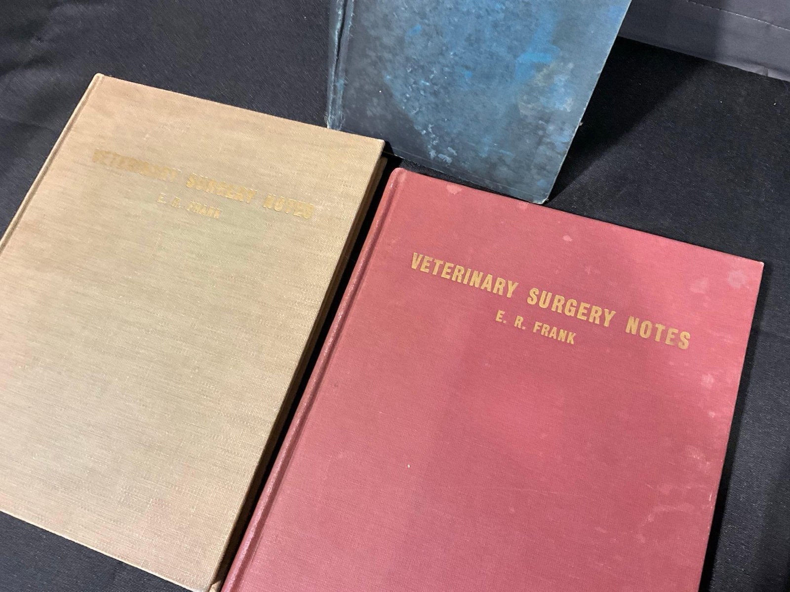 Set of 3 Old Veterinary Books, 2x 1940s Surgery Notes by ER Frank, & 1907 Diseases of the Horse - 2