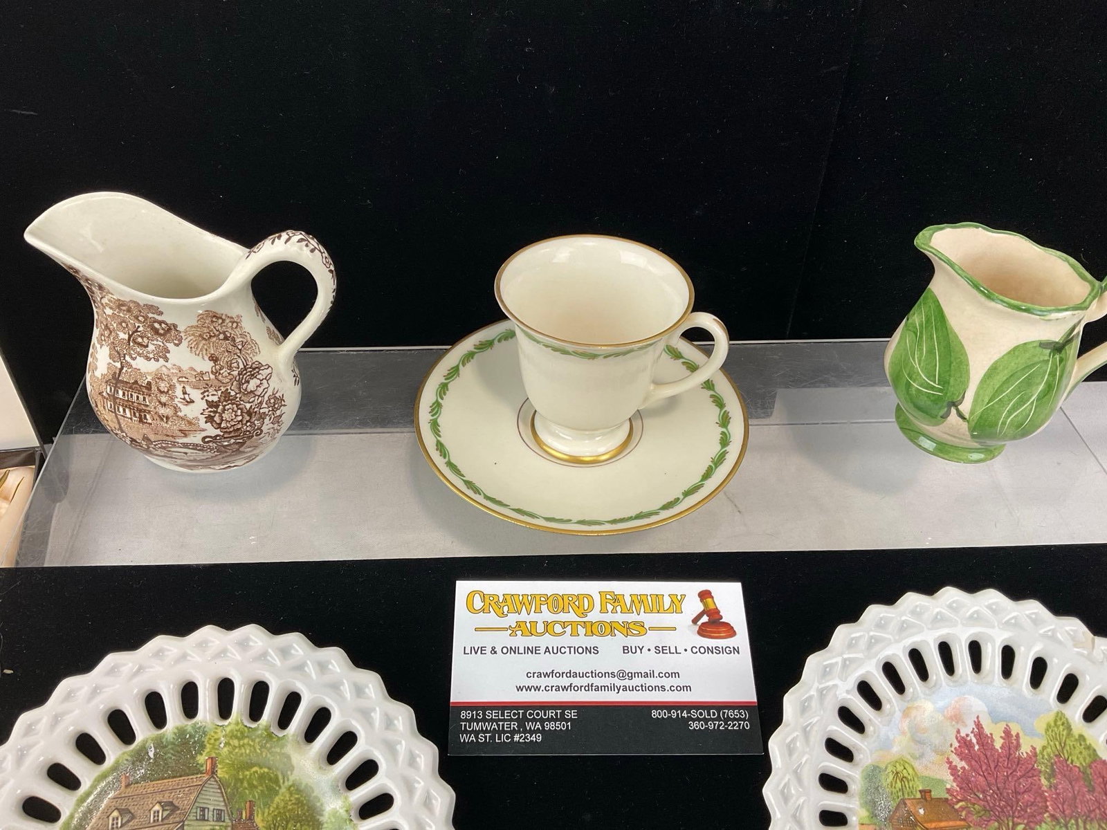 8 Lenox Place Card Holders, 5 cups, 7 saucers, 2 small creamers, Sunny Home Flatware Set - 3
