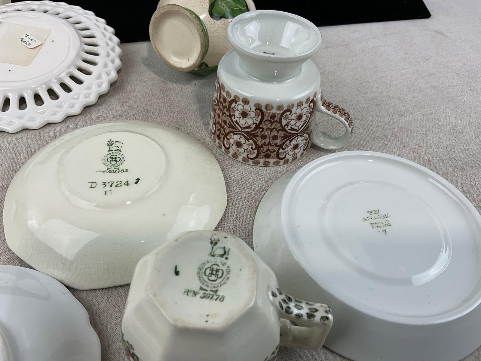 8 Lenox Place Card Holders, 5 cups, 7 saucers, 2 small creamers, Sunny Home Flatware Set - 8