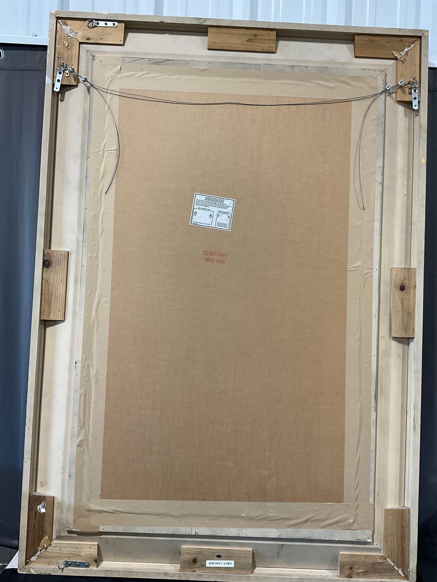 Huge Gilt Tone Framed Mirror, Dark Wood Corner Cartouches, Beveled Glass, 65x46 inches - 4