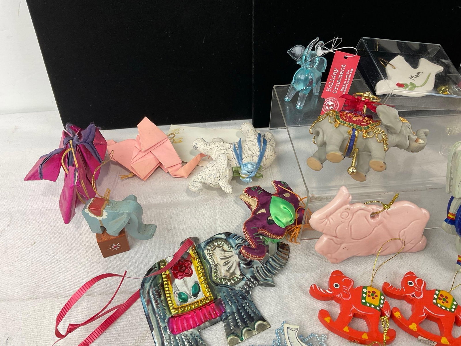 Variety of Christmas Ornaments, Pewter Cardinals, Elephants, Santa, Lenox Tree, Folded Paper & more - 2