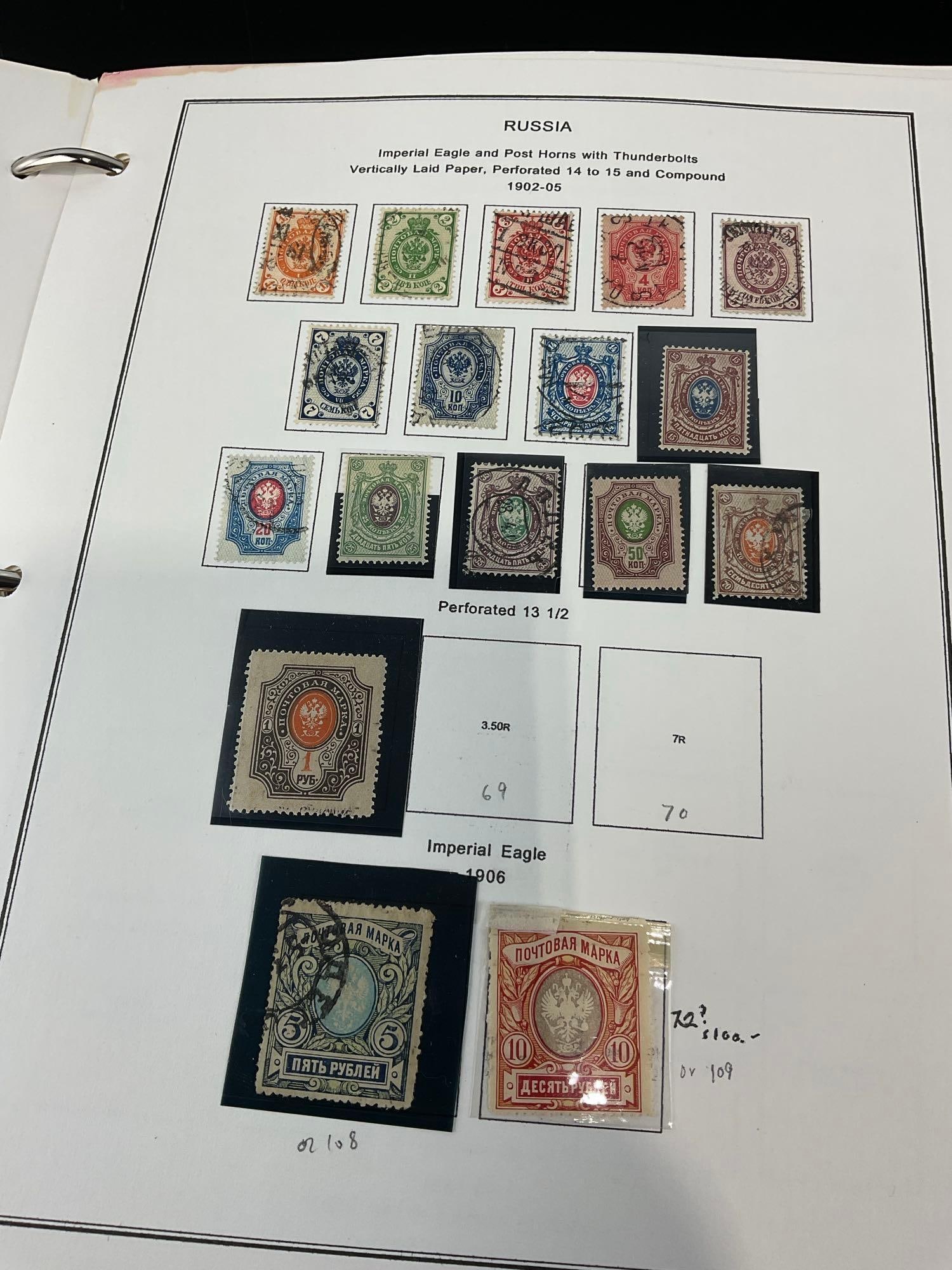 Large Album w/stamps from Russia, some from ~1866 to 1960s, & Universal Stamp Album - 3