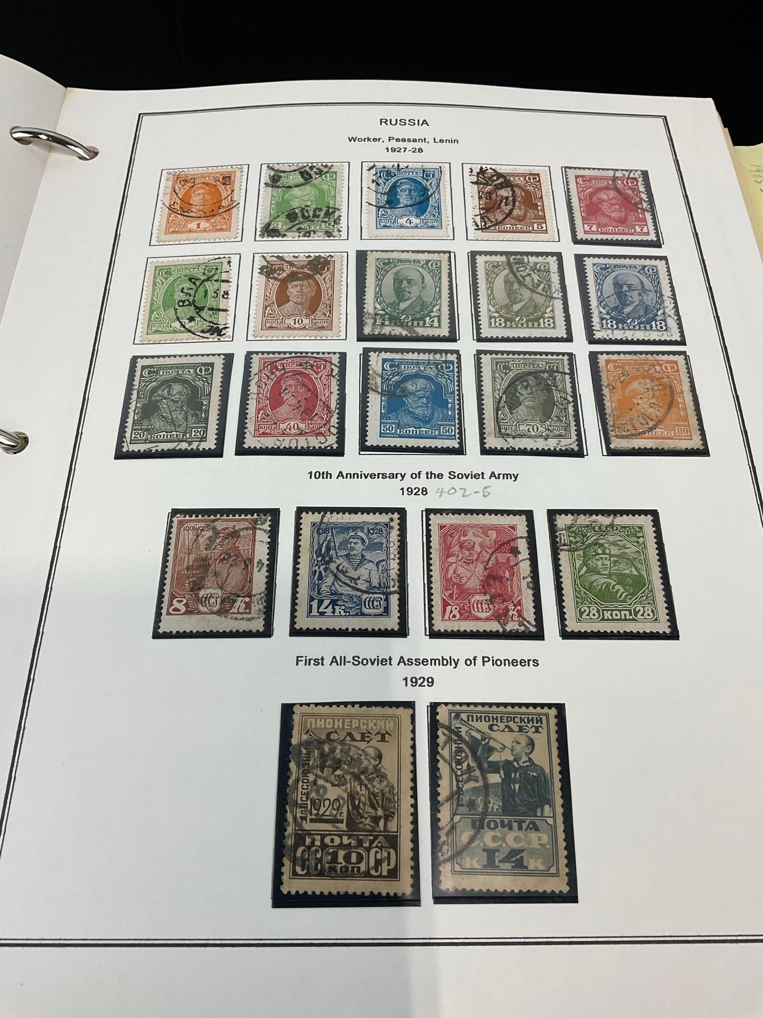 Large Album w/stamps from Russia, some from ~1866 to 1960s, & Universal Stamp Album - 4