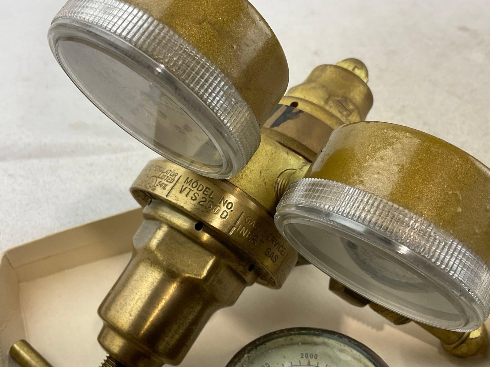 Pair of Cast Brass Victor Equipment Co. Valves, w/Oxygen/Acetylene US Gauge Co. Gas Gauges - 7