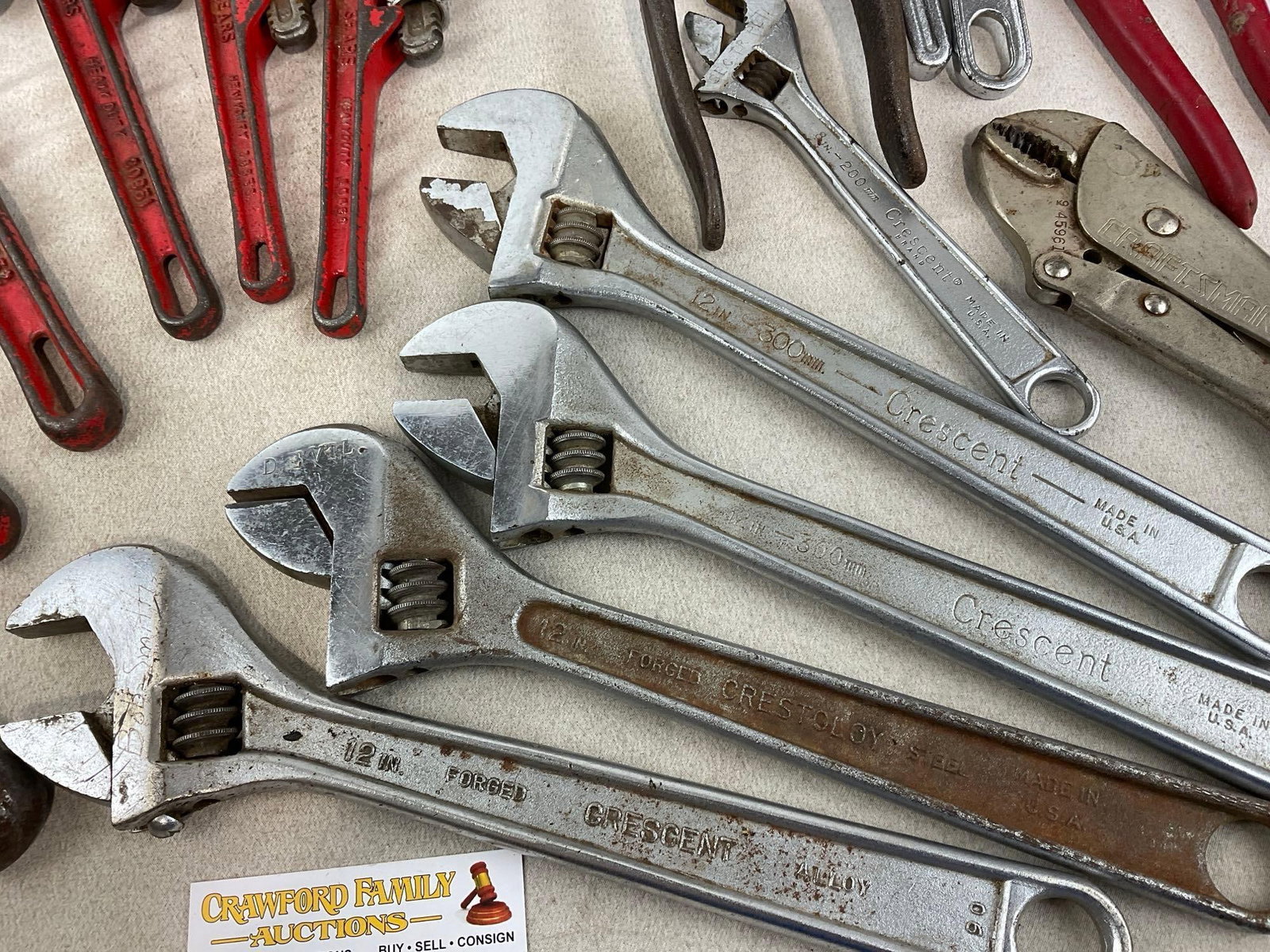 9 Sears/Craftsman Pipe Wrenches, assorted sizes, 5 Crescent Wrenches, Locking Pliers, & more - 2