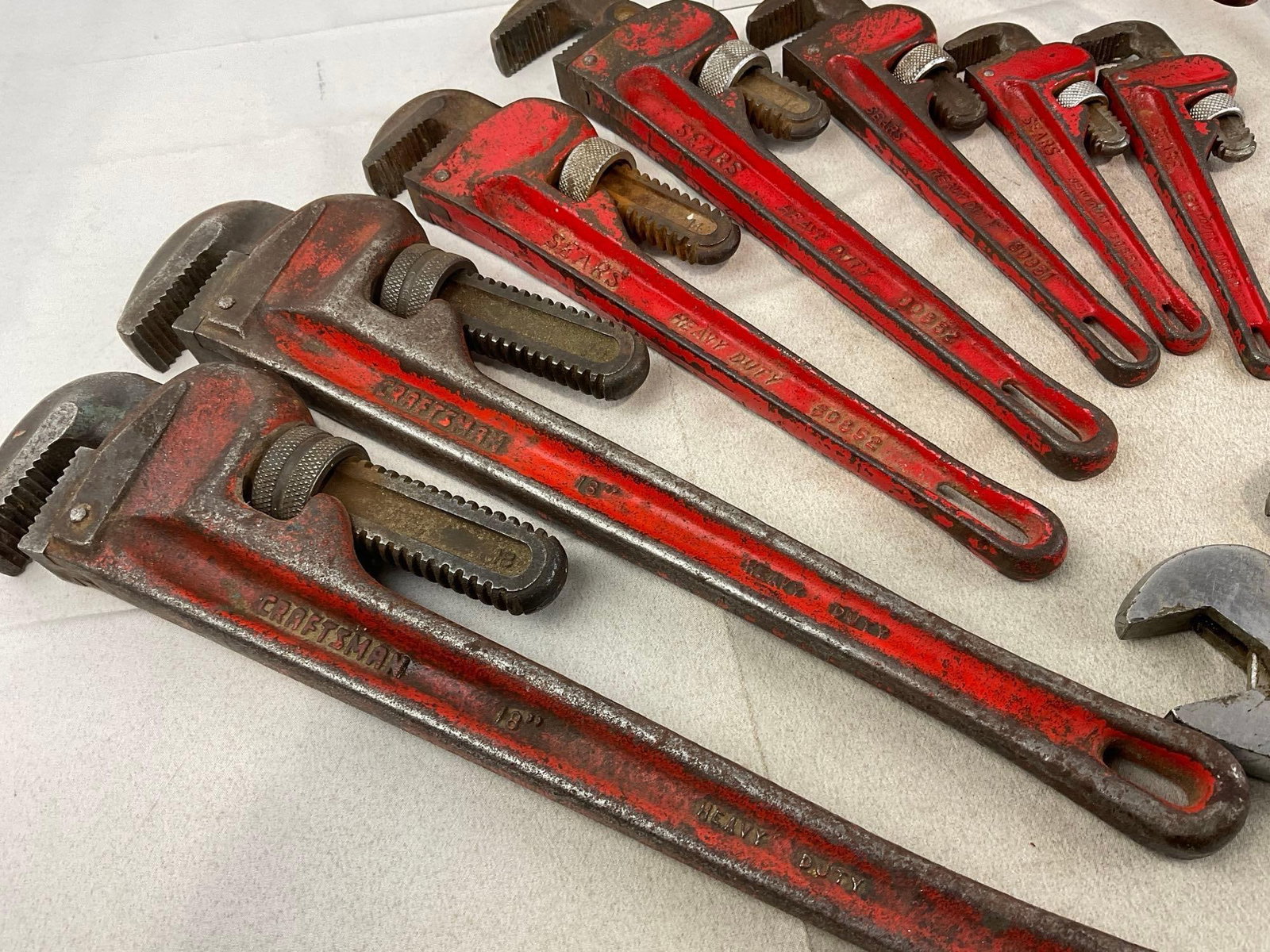 9 Sears/Craftsman Pipe Wrenches, assorted sizes, 5 Crescent Wrenches, Locking Pliers, & more - 6