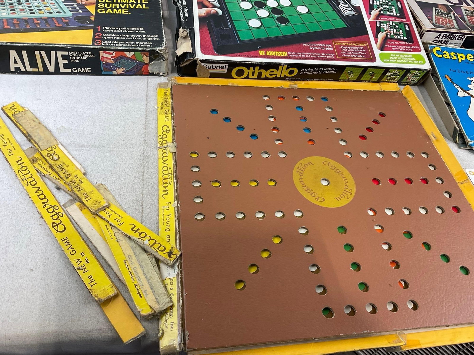 6 Vintage Games, Aggravation, Concentration, Othello, Stay Alive, Square Off, Caspers Picture Lotto - 2