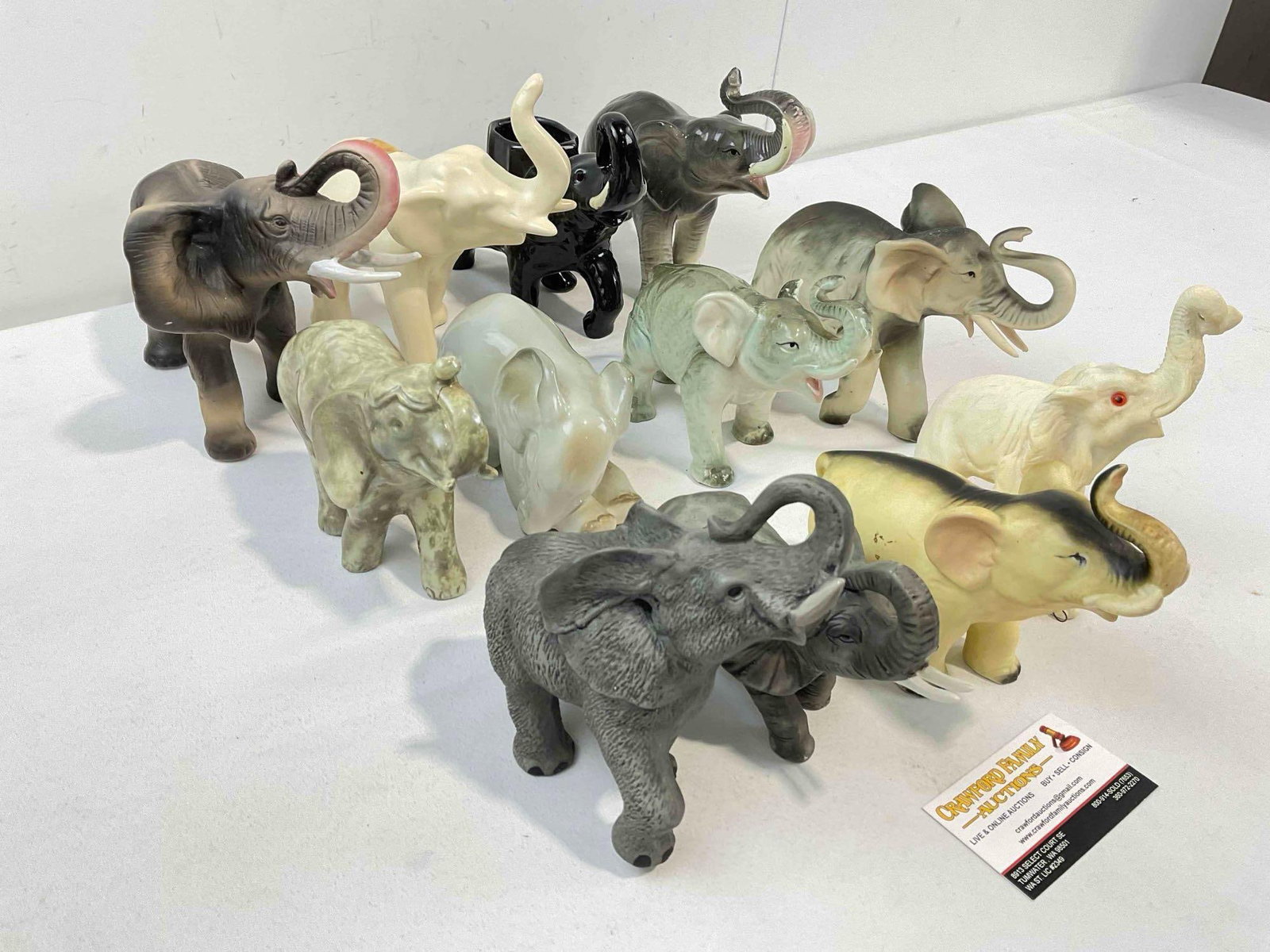 12 pcs Vintage Ceramic Elephant Figurines, incl. Made in Japan & More! Fair Condition. See pics. - 3