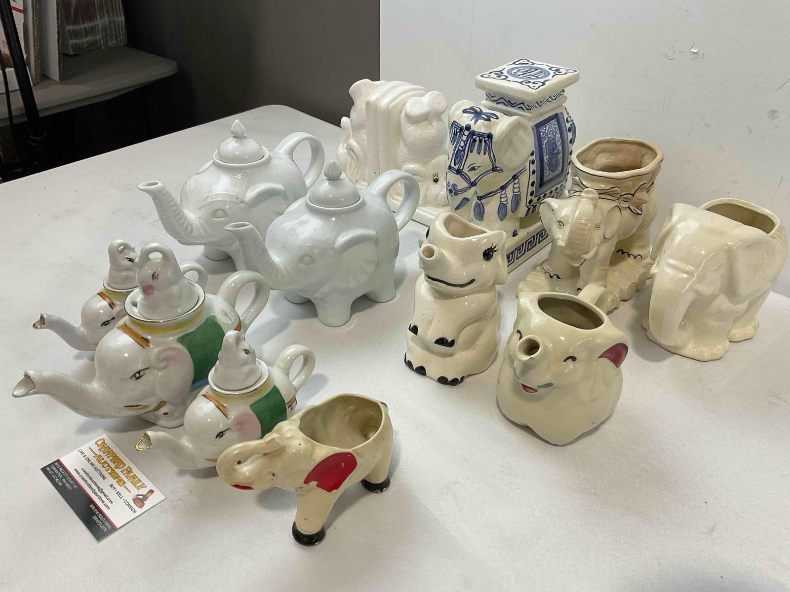 12 pcs Vintage Ceramic Elephant Figurines, incl. Planters, Teapots, Bookends & More! See pics. - 3
