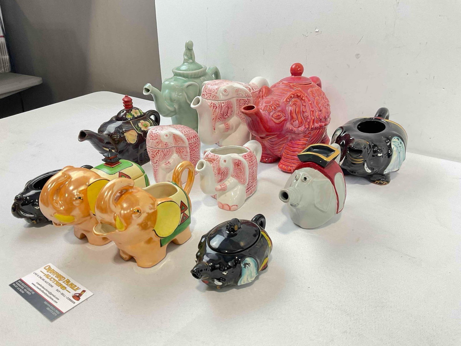 12 pcs Charming Ceramic Elephant Tea Set Dishes, incl. Teapots, Creamers, Sugar Bowl. - 2
