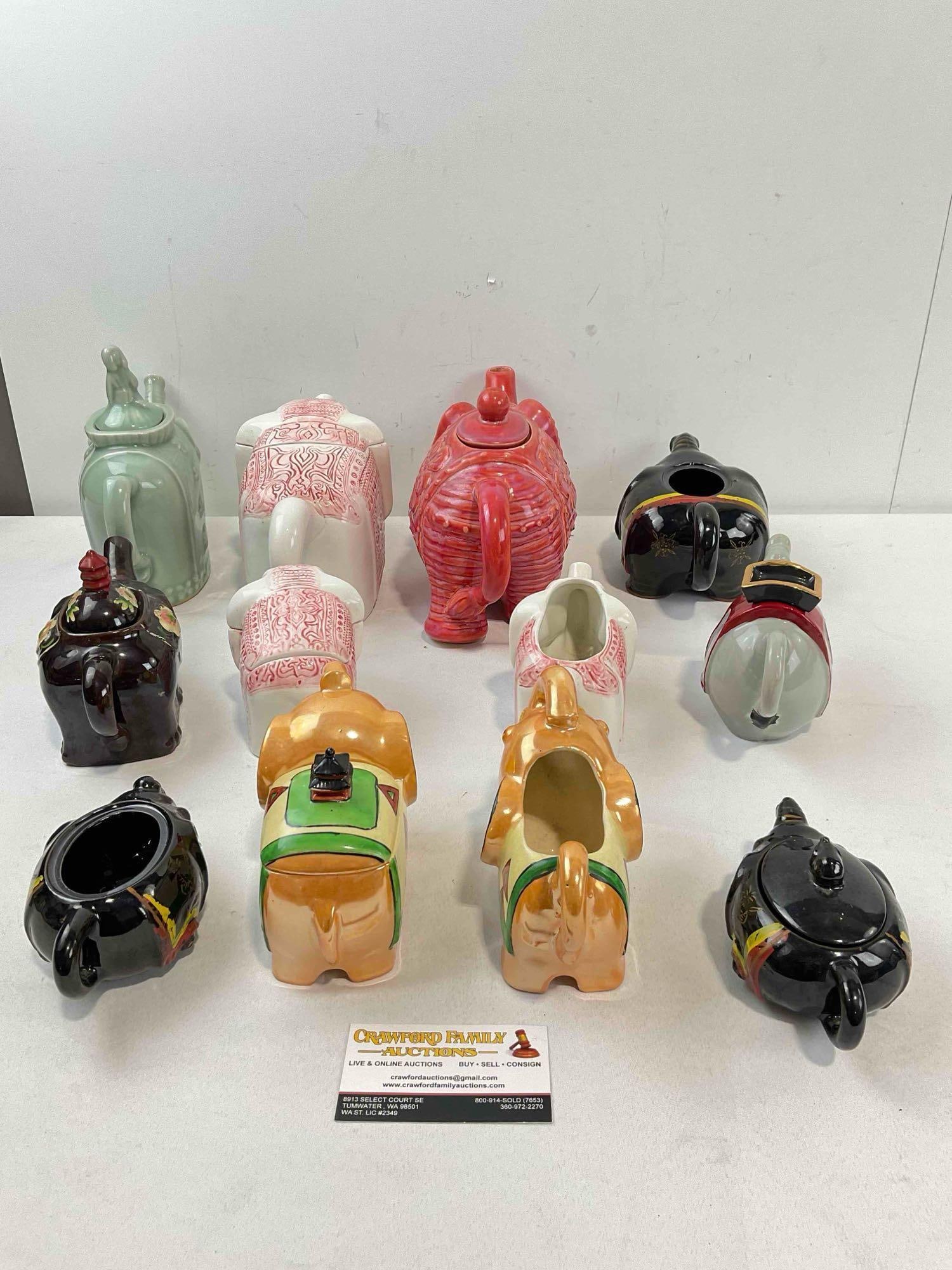 12 pcs Charming Ceramic Elephant Tea Set Dishes, incl. Teapots, Creamers, Sugar Bowl. - 5