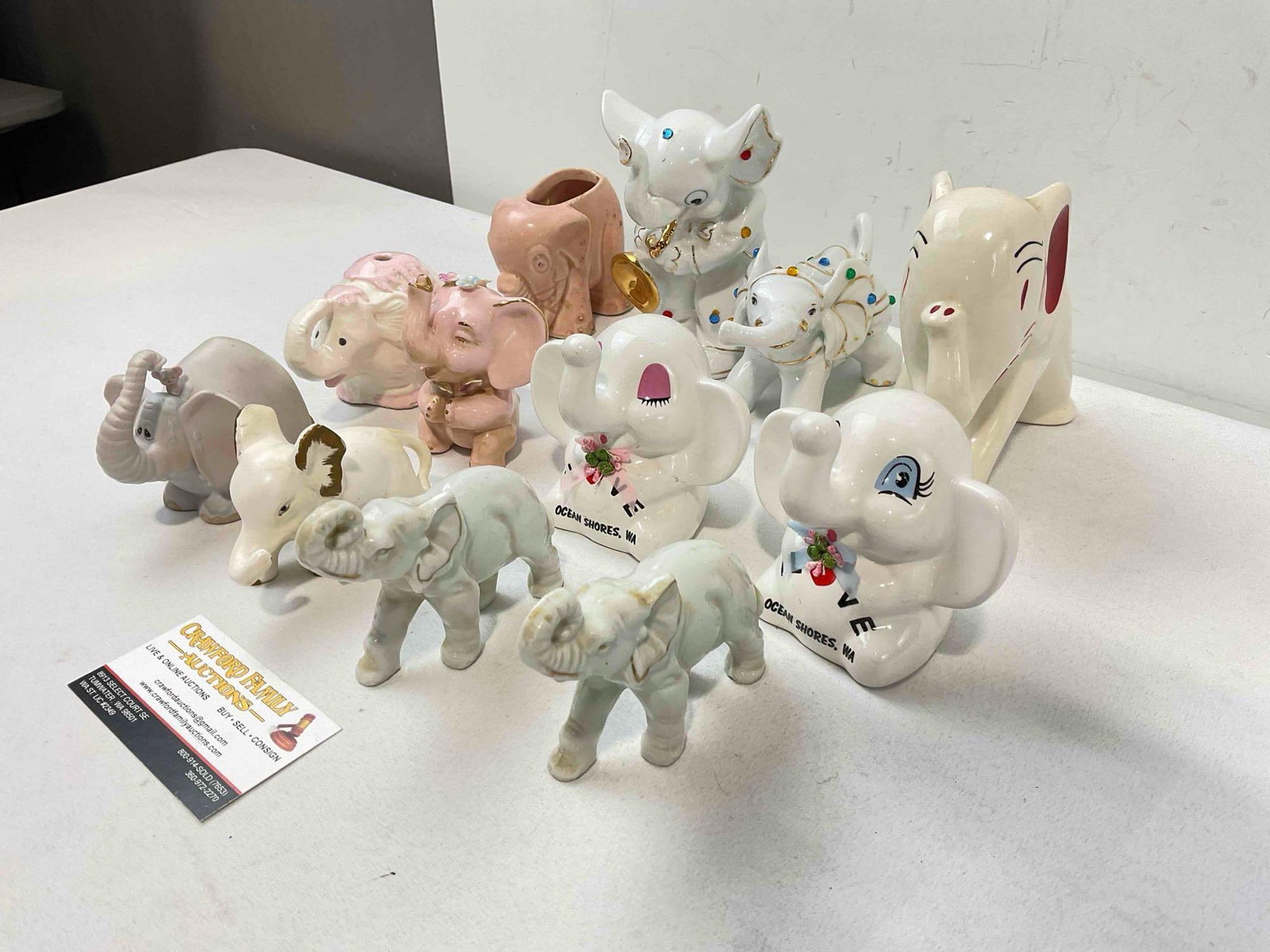 12 pcs Vintage Ceramic Elephant Figurines, incl. Planters, Coin Banks & More! Good Condition. - 2
