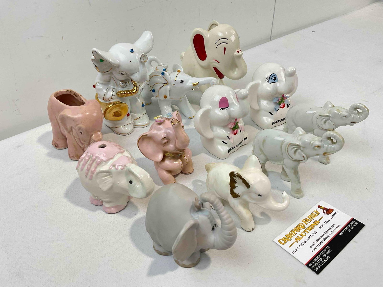 12 pcs Vintage Ceramic Elephant Figurines, incl. Planters, Coin Banks & More! Good Condition. - 3