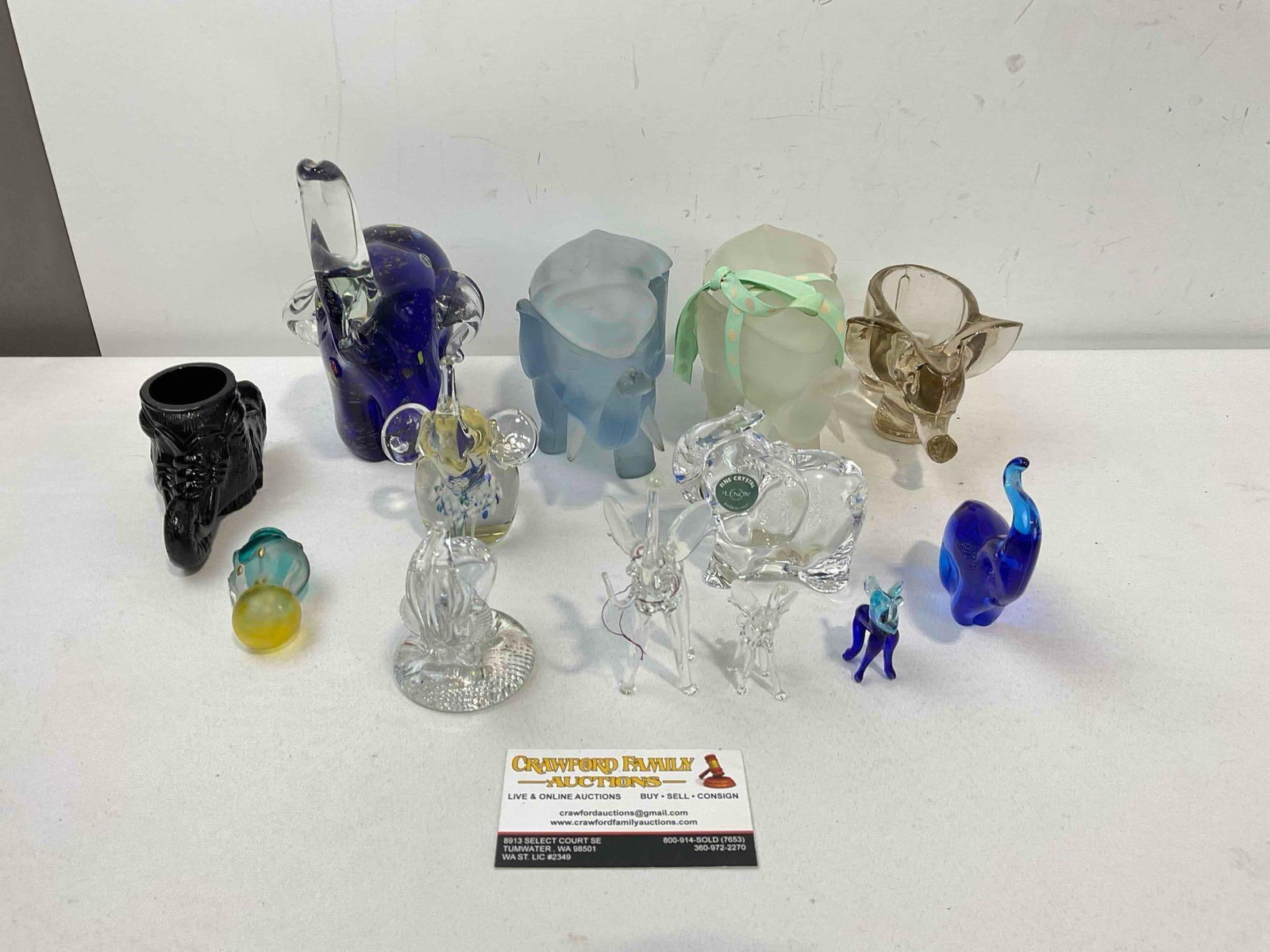12 pcs Glass Elephant Figurines & Paper Weights, incl. Lenox Fine Crystal & More! See pics. (1 of 10)