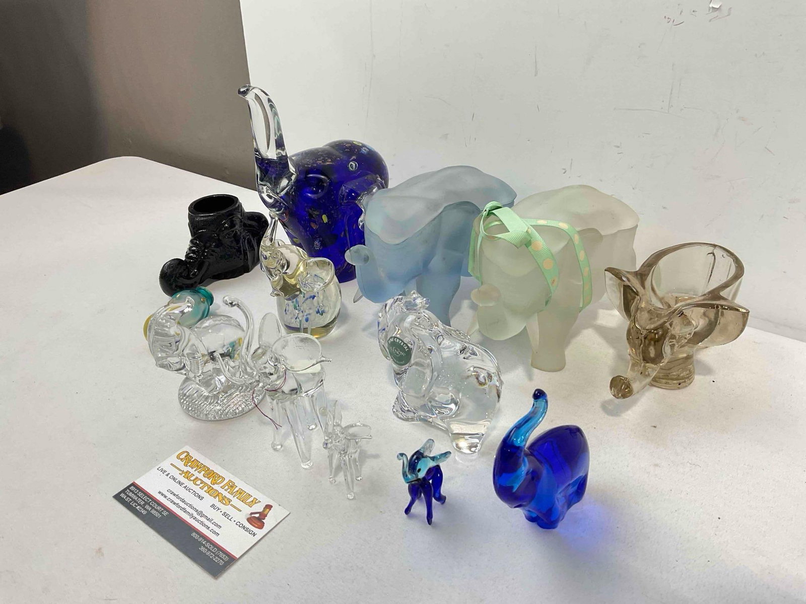 12 pcs Glass Elephant Figurines & Paper Weights, incl. Lenox Fine Crystal & More! See pics. - 2