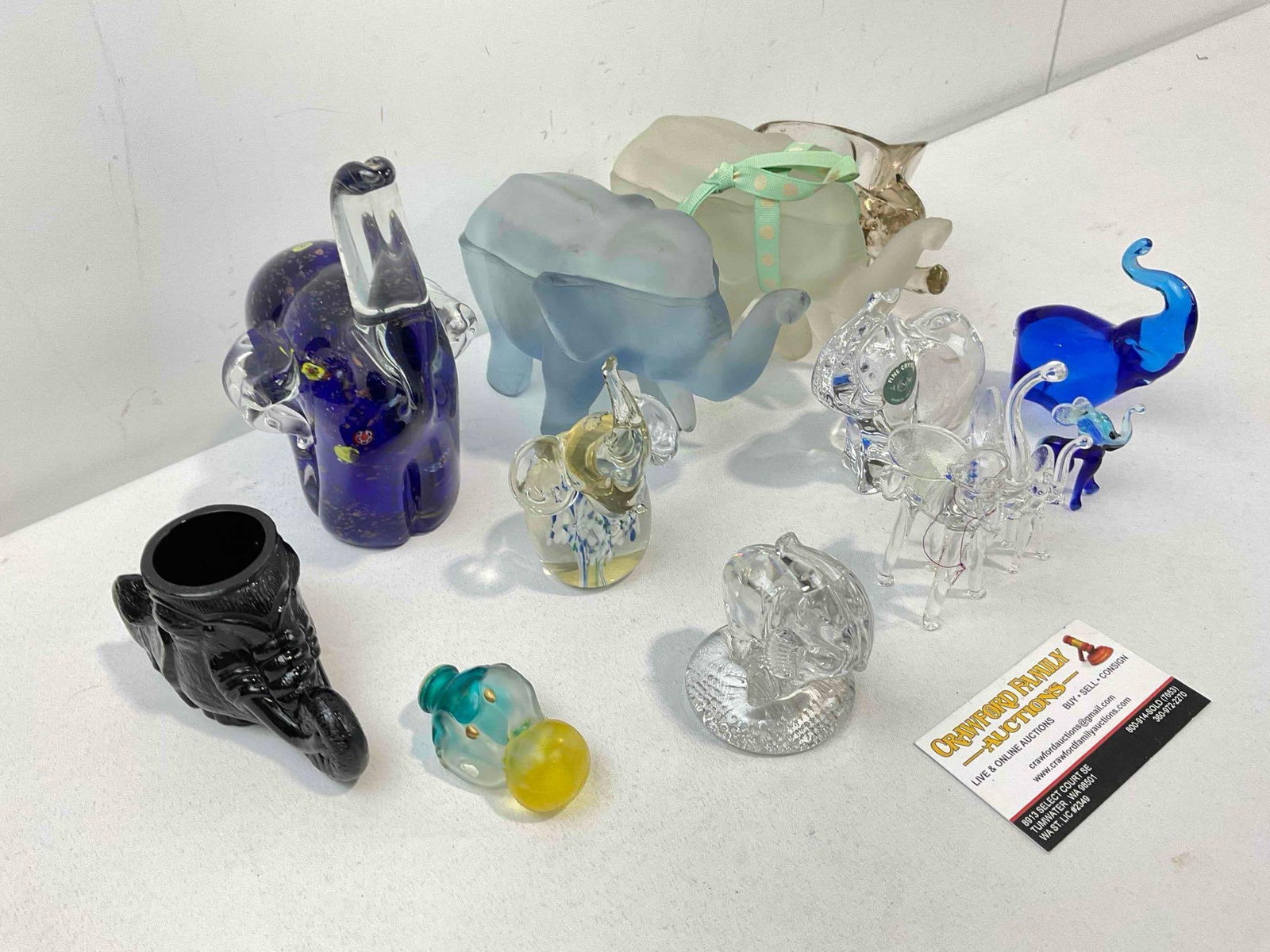 12 pcs Glass Elephant Figurines & Paper Weights, incl. Lenox Fine Crystal & More! See pics. - 3