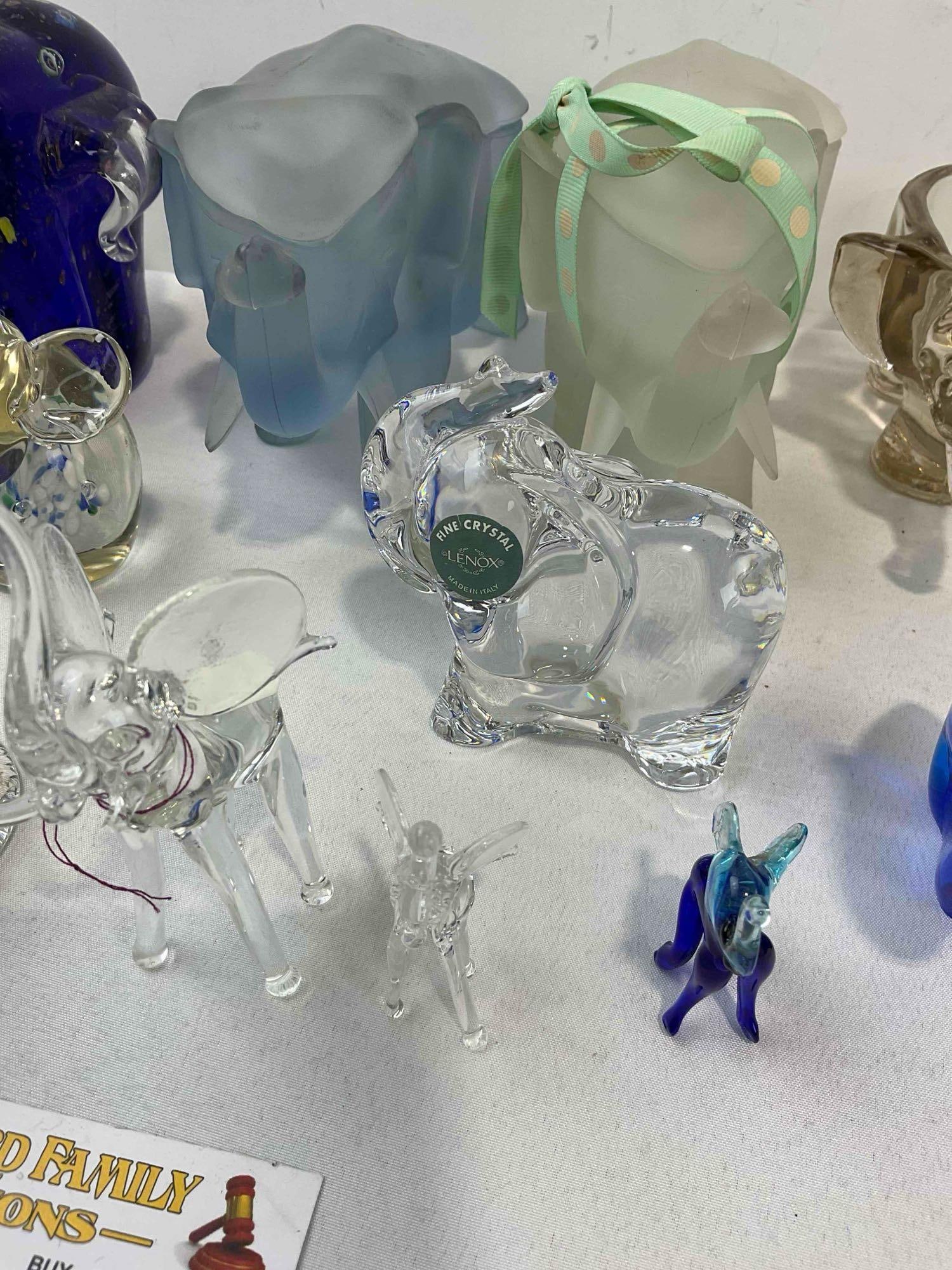 12 pcs Glass Elephant Figurines & Paper Weights, incl. Lenox Fine Crystal & More! See pics. - 5