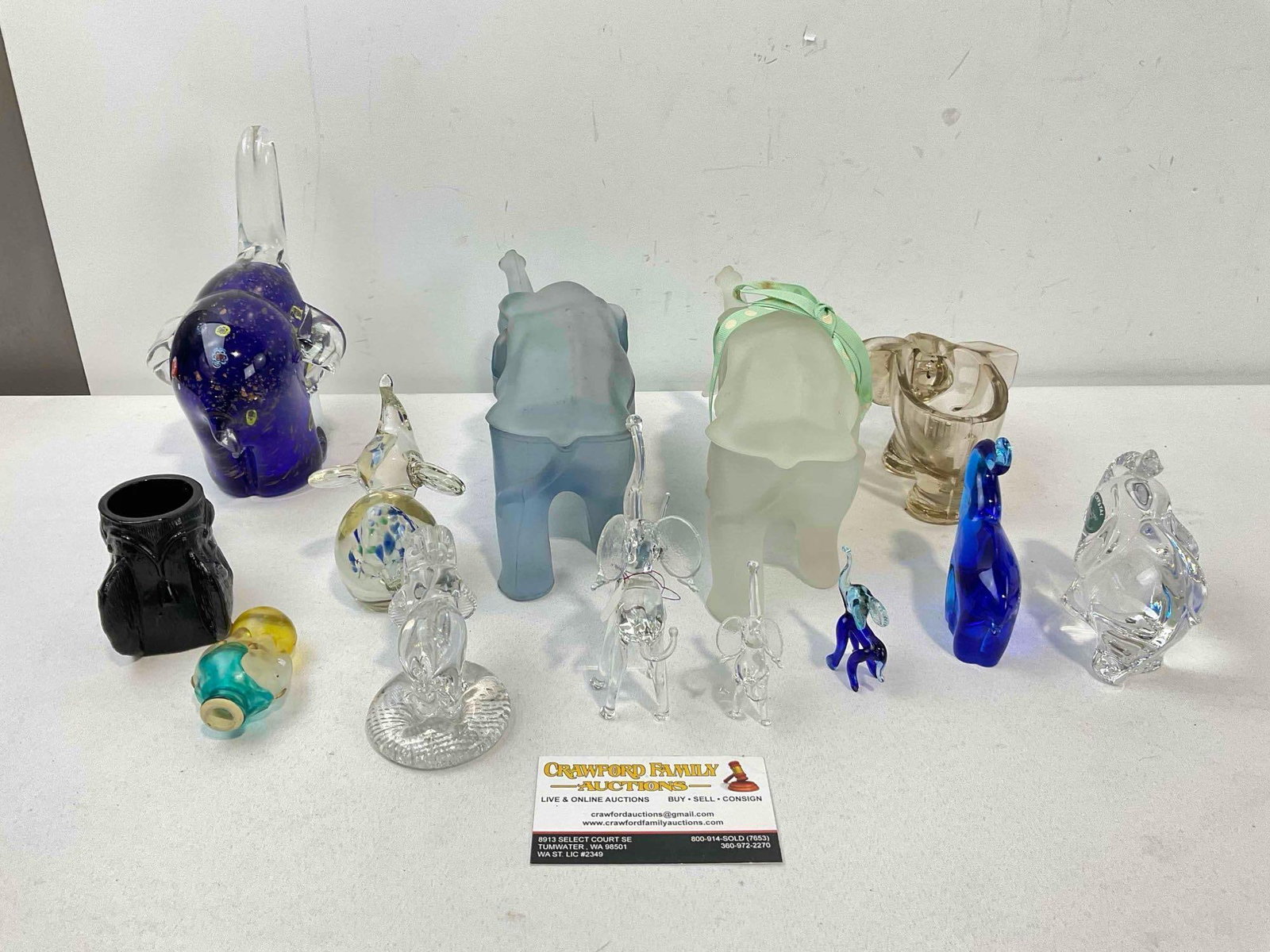 12 pcs Glass Elephant Figurines & Paper Weights, incl. Lenox Fine Crystal & More! See pics. - 9