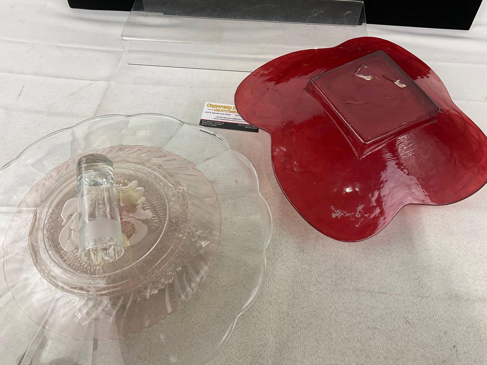 Pair of Fused Vintage Glass Plates & Bowls, Unique Handmade, Pink Depression Glass, & more included - 4