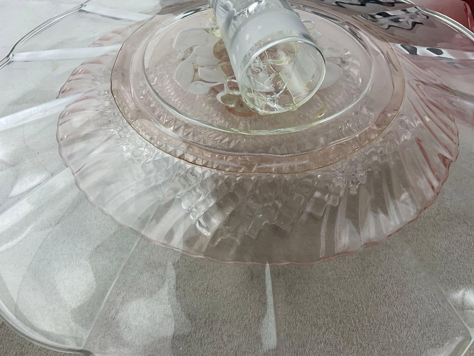 Pair of Fused Vintage Glass Plates & Bowls, Unique Handmade, Pink Depression Glass, & more included - 5