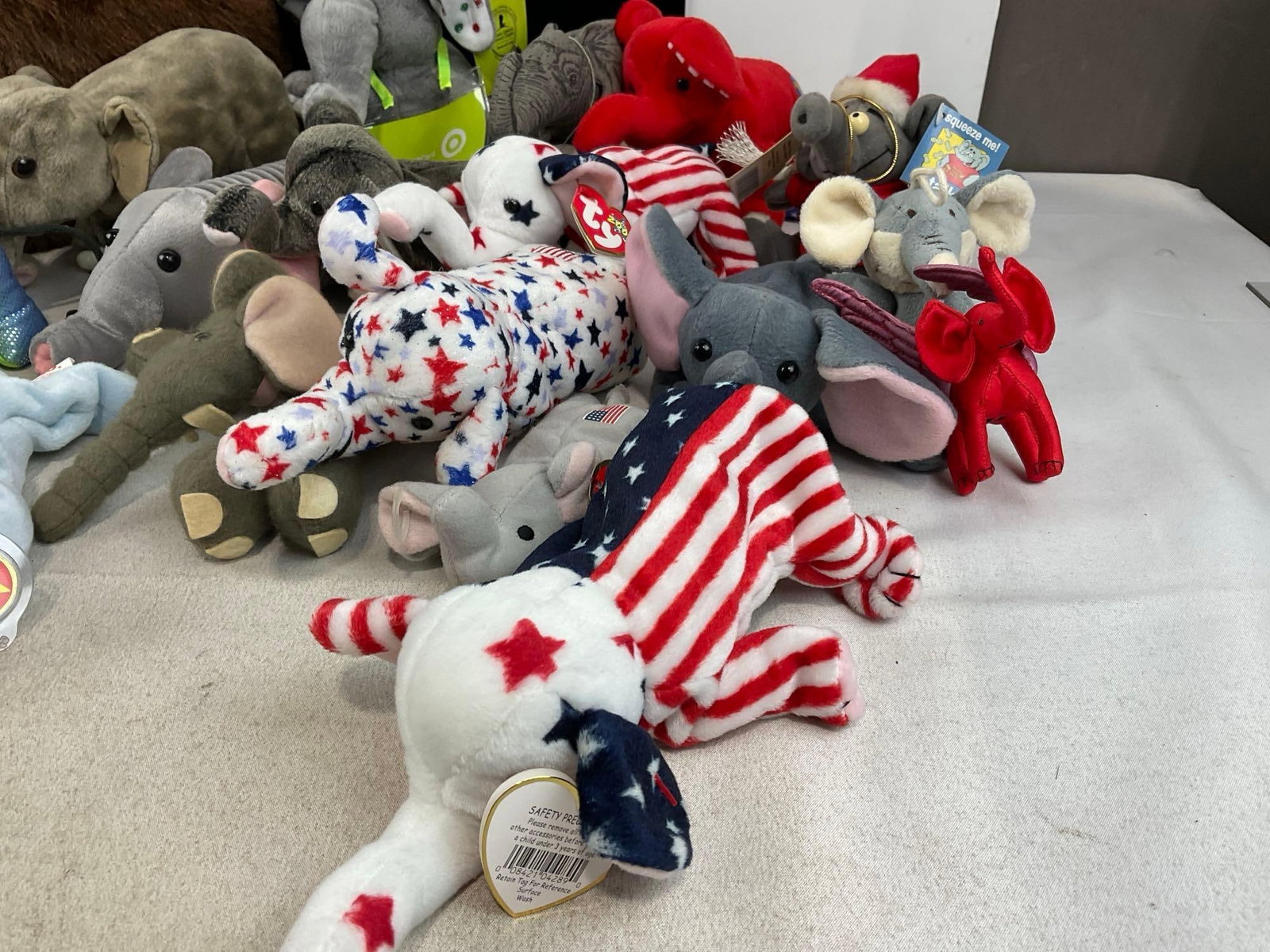 Collection of Elephant Plushes, Babar, Mammoth, Several Ty Beanie Babies, & more, approx 25 pieces - 5