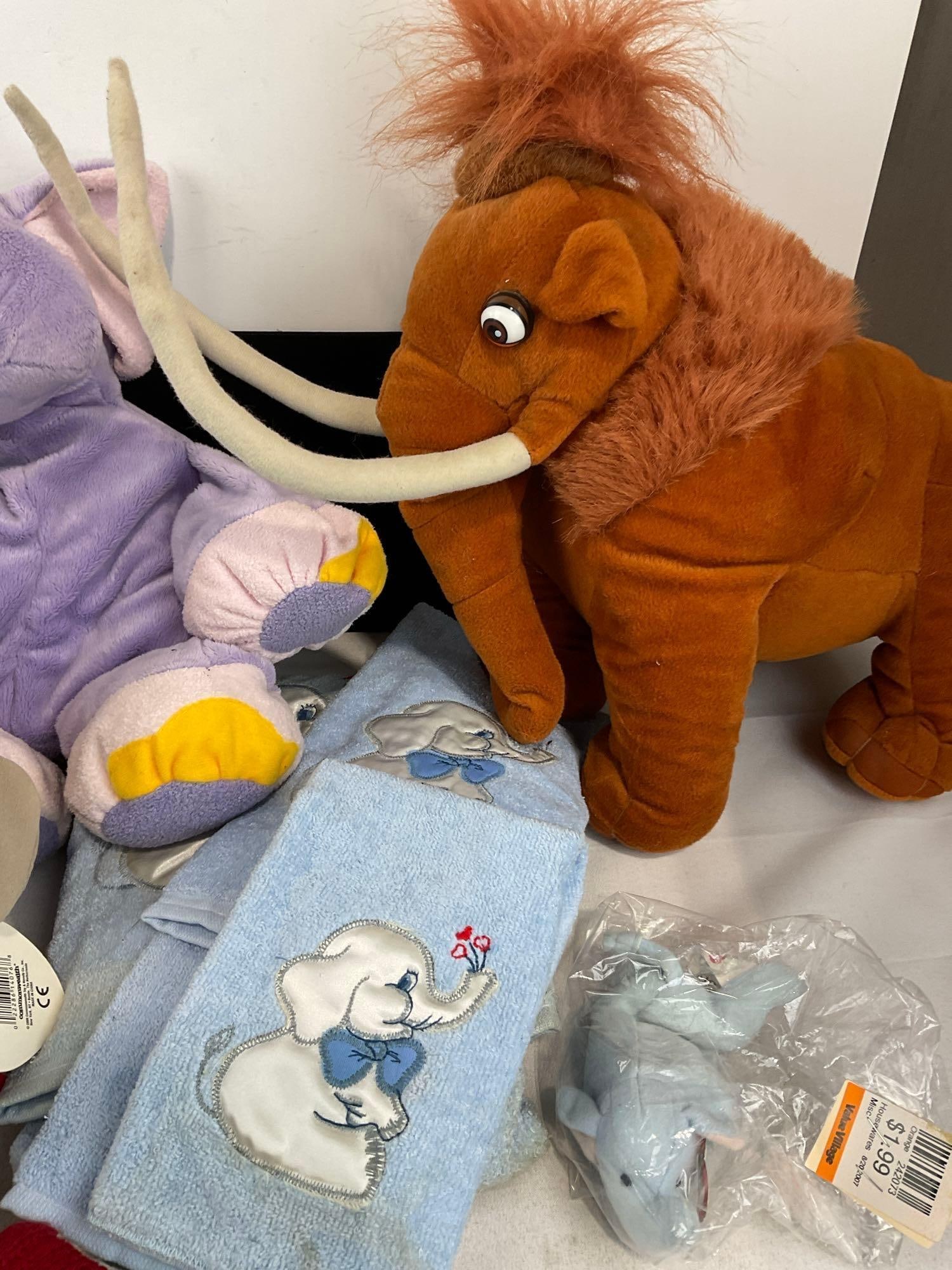 Several Elephant Plushes, Babar, Mammoth, Ty Beanie Babies, & more, approx 20 pieces - 4