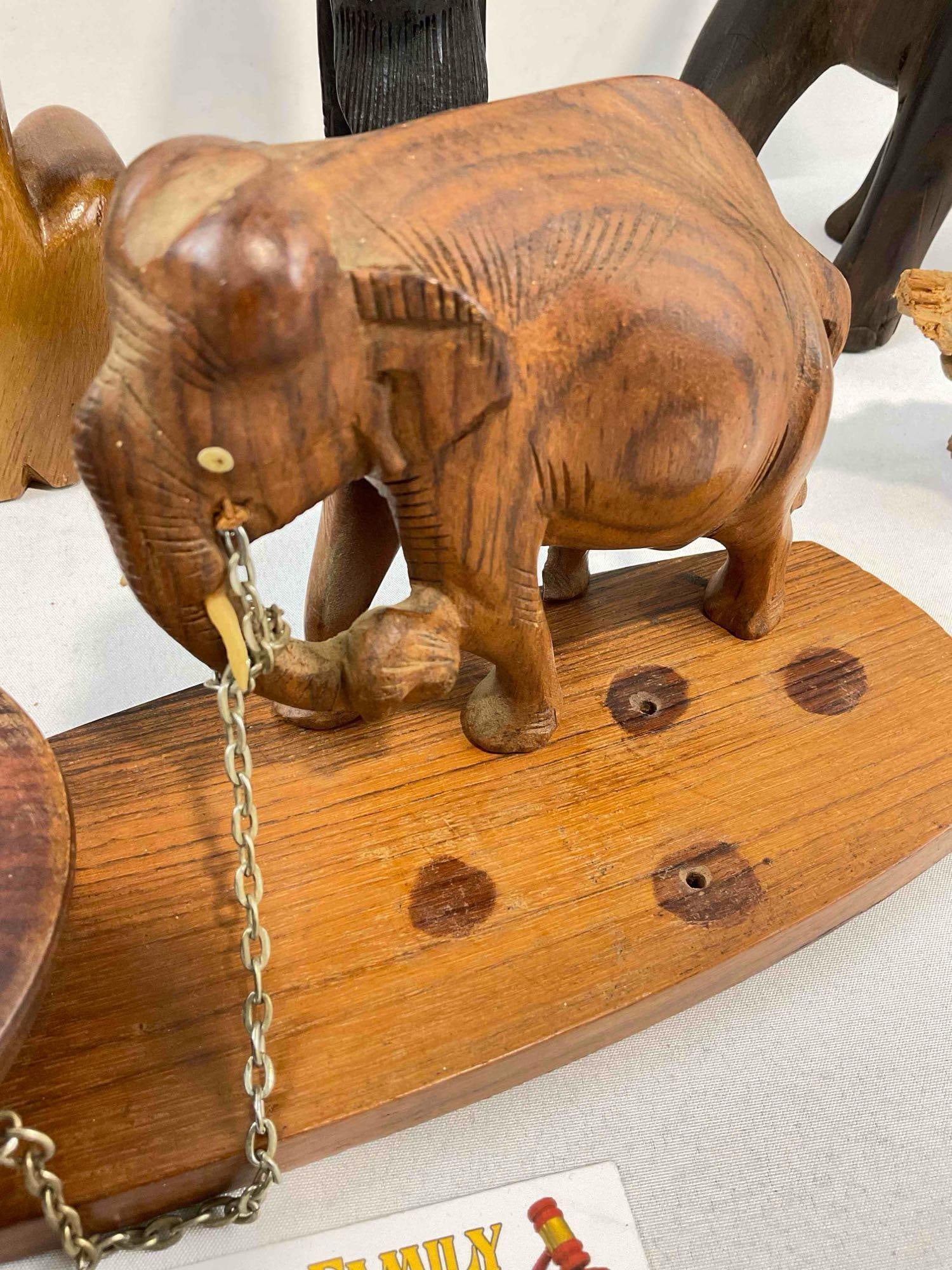 8 pcs Decorative Collectible Assortment, incl. Carved Wood Cats & Elephants & More! See pics. - 6