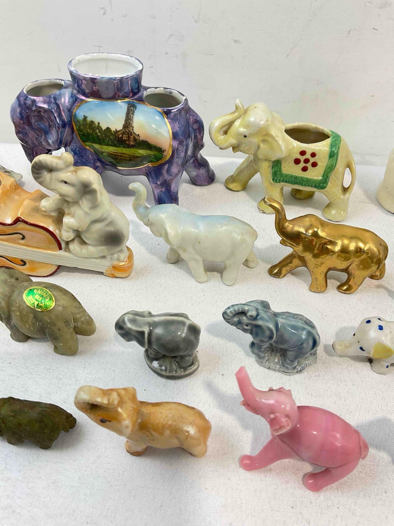 39 pcs Miniature Elephant Collection, incl. Ceramic, Glass, Resin, Wood, Stone & More! See pics. - 4