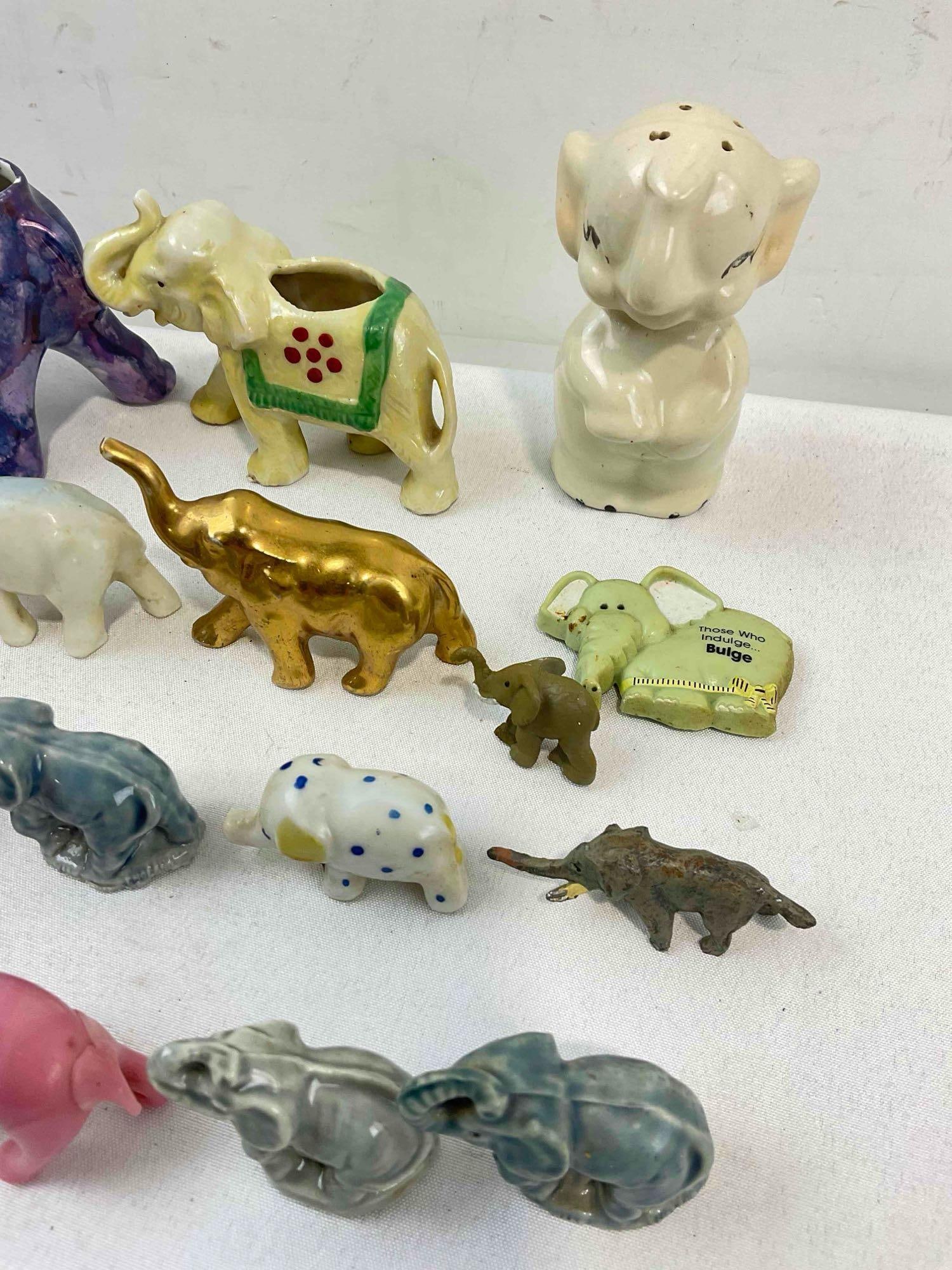 39 pcs Miniature Elephant Collection, incl. Ceramic, Glass, Resin, Wood, Stone & More! See pics. - 5