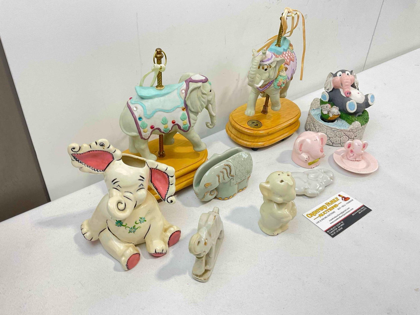 10 pcs Vintage Ceramic Elephant Collection, incl. Music Boxes, Card Holder, Pencil Sharpener. - 3