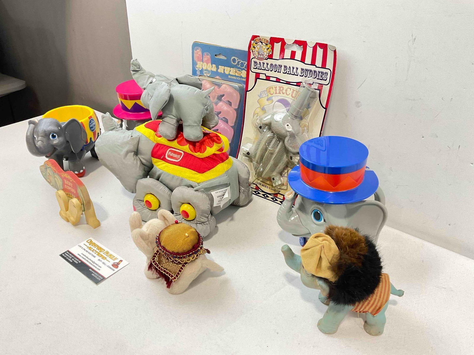 9 pcs Vintage Elephant Toy Collection, incl. Playskool Plush Toy, Composite Baby Jumbo & More! - 2