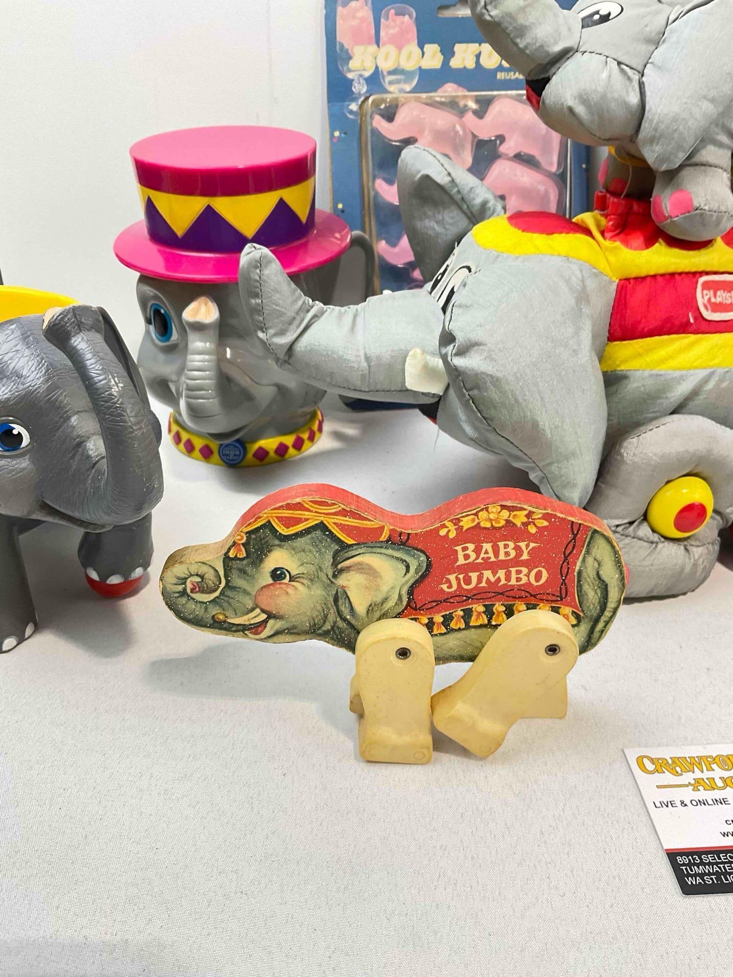 9 pcs Vintage Elephant Toy Collection, incl. Playskool Plush Toy, Composite Baby Jumbo & More! - 4