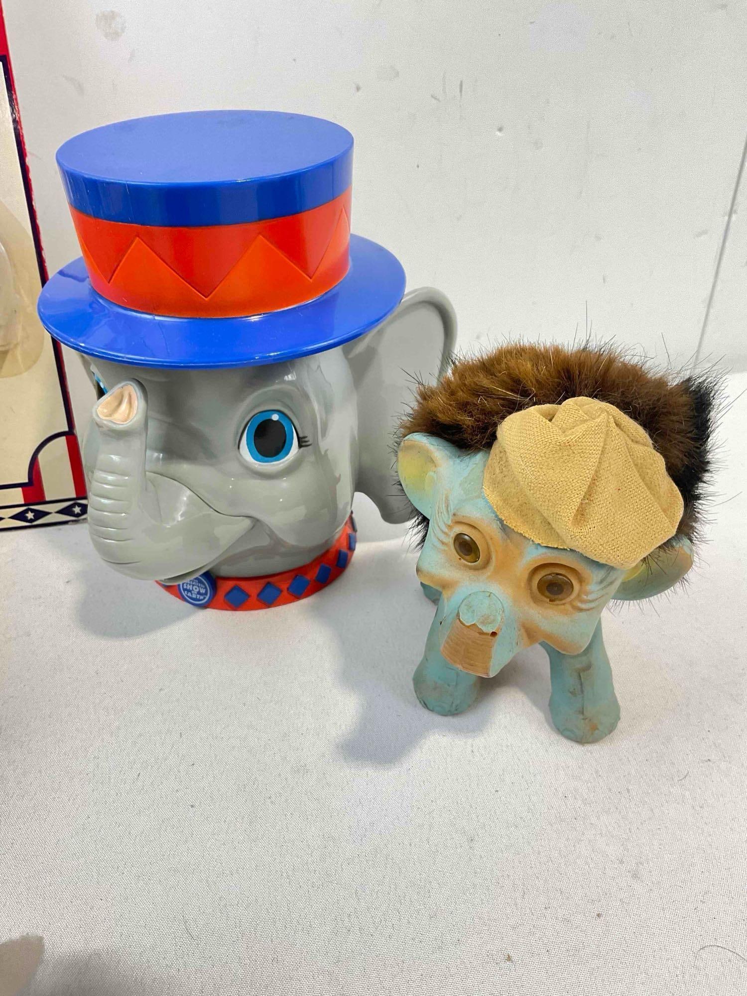 9 pcs Vintage Elephant Toy Collection, incl. Playskool Plush Toy, Composite Baby Jumbo & More! - 5