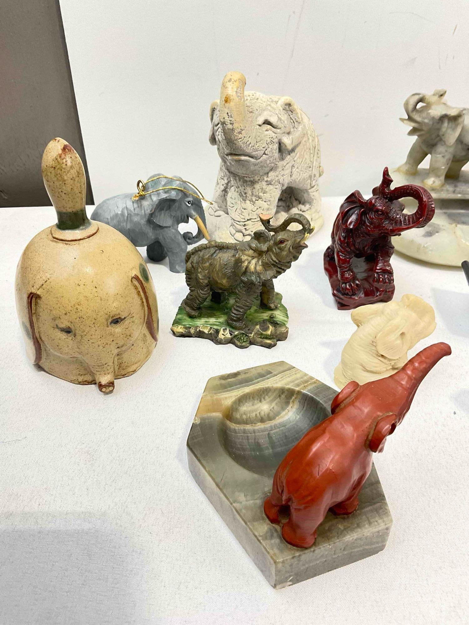 18 pcs Vintage Elephant Figurine Collection, incl. Ceramic, Carved Stone, Composite & More! - 4