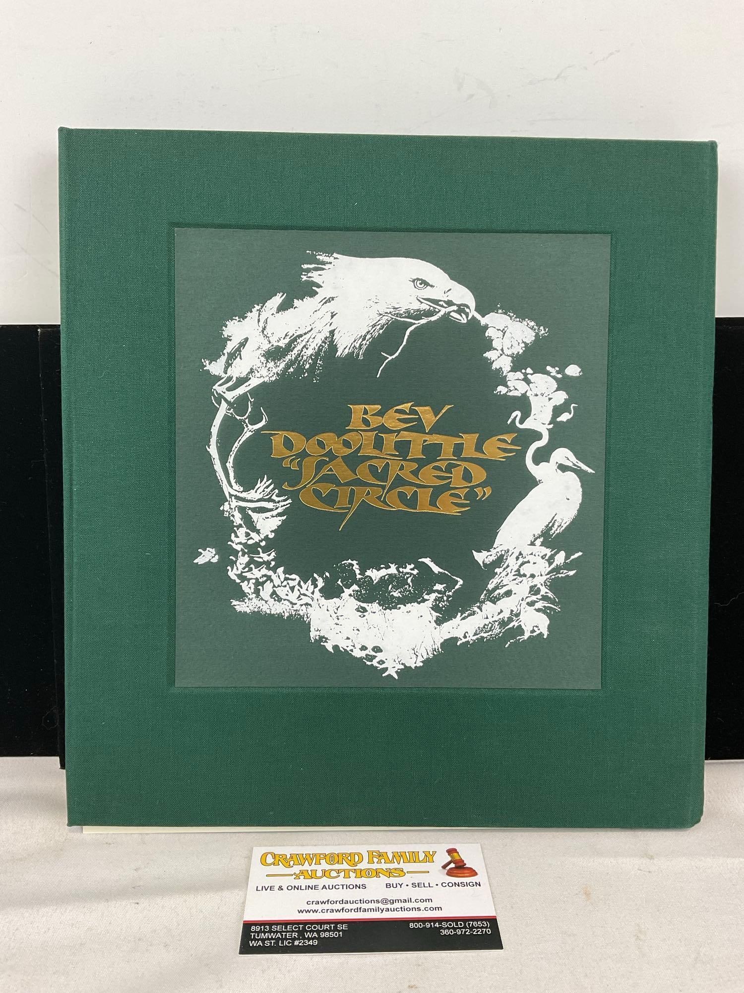 Fine Art Book, titled Sacred Circle by Bev Doolittle, w/ Signed & #d 11234/40192 Walk Softly Print: Appears to be in good shape. The piece measures approx 16h x 17w x 3d inches. See pics. E-6350