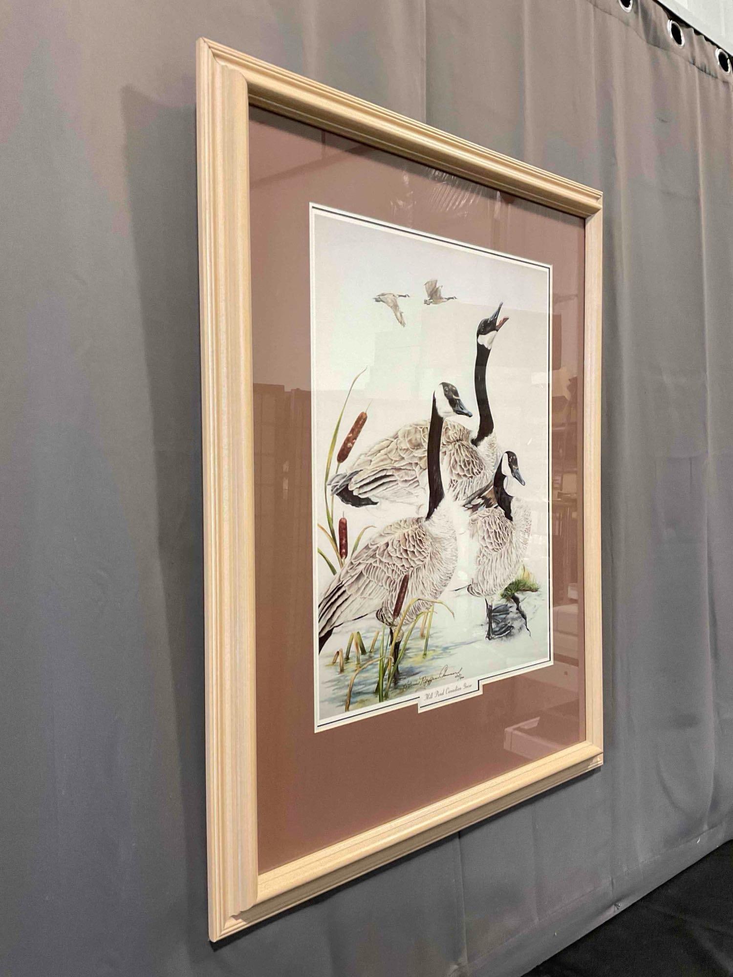 Vintage Framed Lithograph "Mill Pond Canadian Geese" Signed by Artist Ltd. Ed. 407/500. - 2
