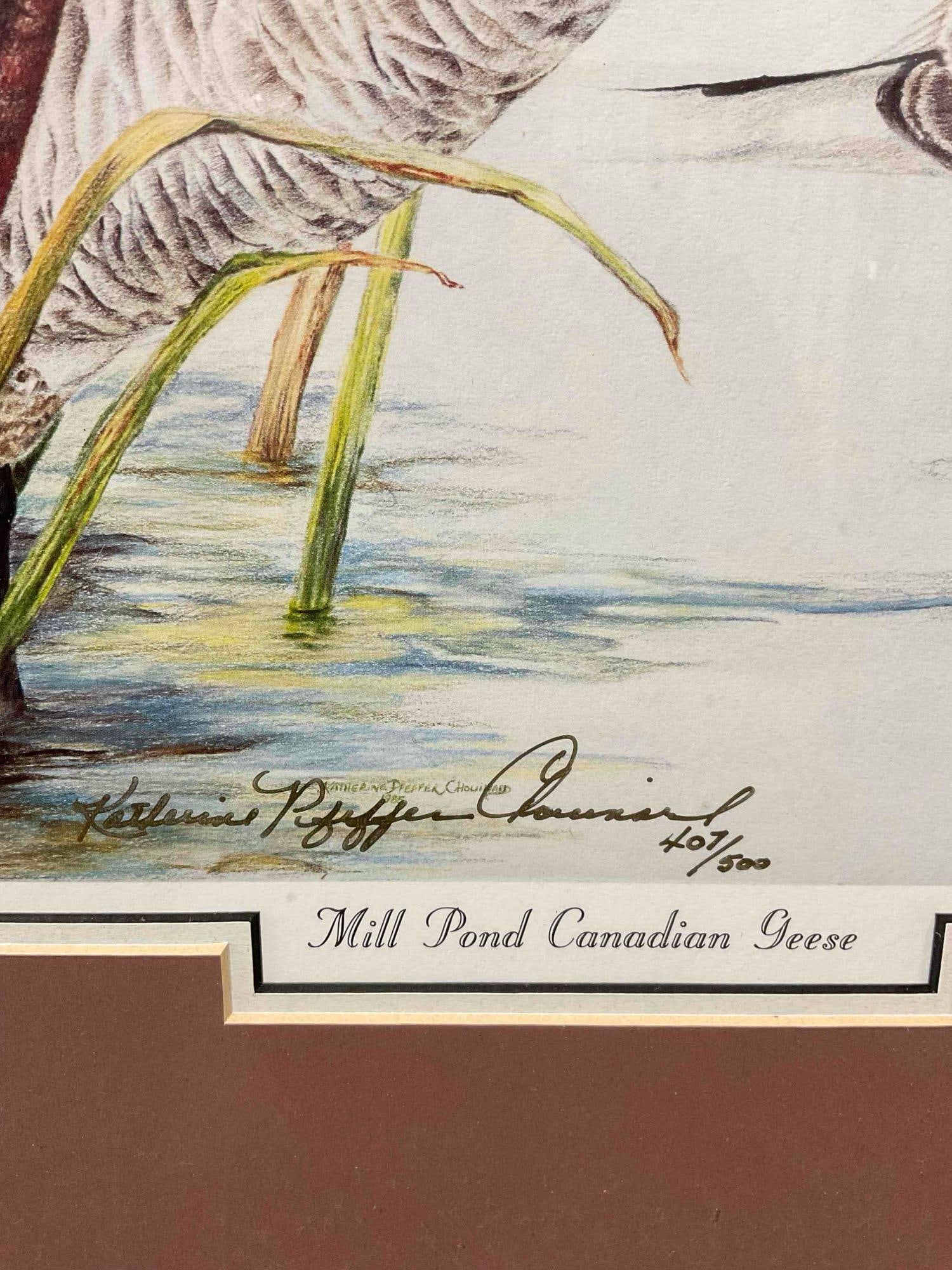 Vintage Framed Lithograph "Mill Pond Canadian Geese" Signed by Artist Ltd. Ed. 407/500. - 5