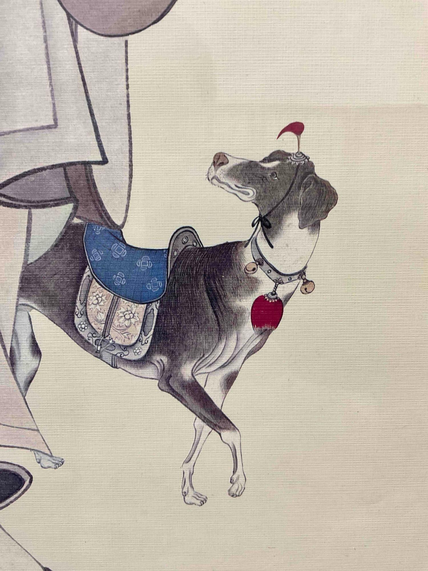 Vintage Framed Masterpiece Reproduction Co. Japanese Painting of Streetside Player. See pics. - 5