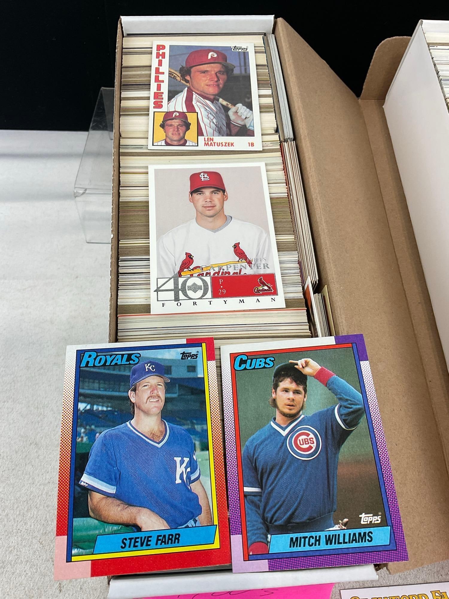 Pair of Baseball Card Boxes, 80s-2000s, 1000+ pieces, Topps, Upper Deck, Pinnacle, Score & more - 2