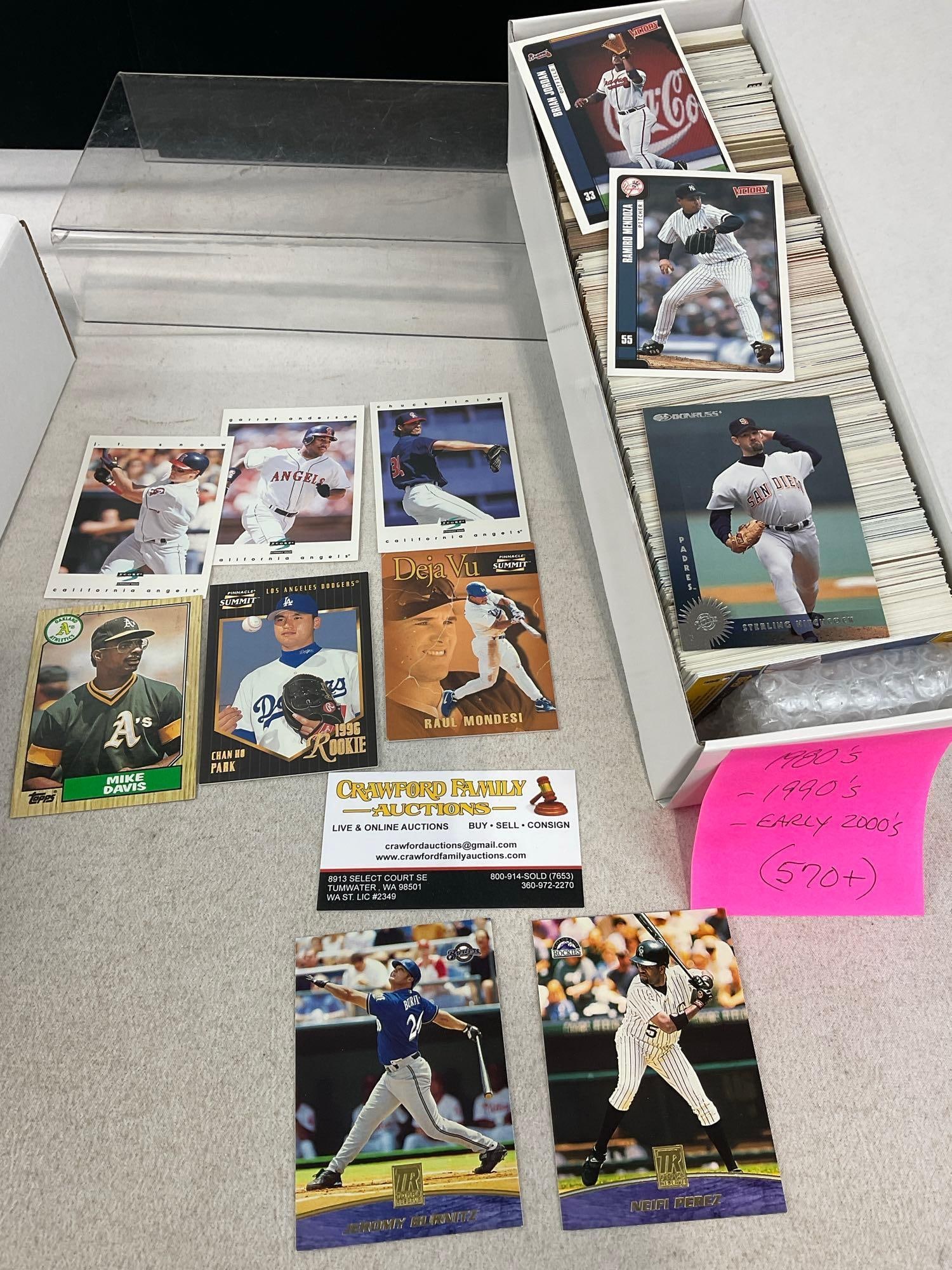 Pair of Baseball Card Boxes, 80s-2000s, 1000+ pieces, Topps, Upper Deck, Pinnacle, Score & more - 3