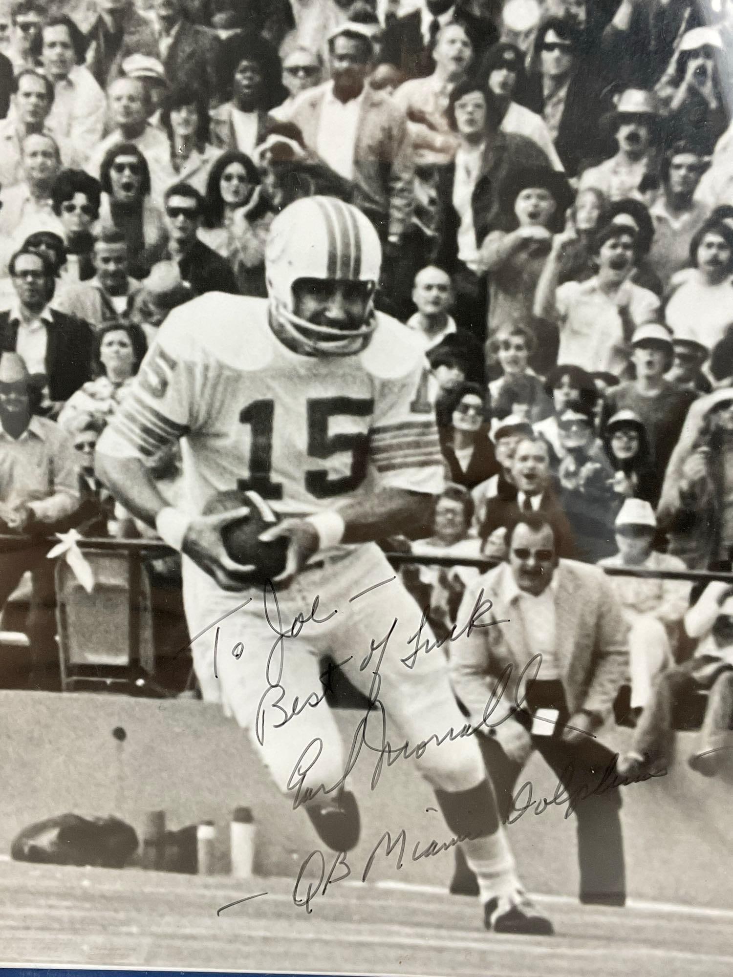 Framed Signed Photo, John Brodie SF 49er & Earl Morrall QB Miami Dolphin - 2