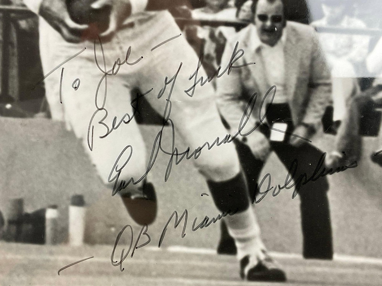 Framed Signed Photo, John Brodie SF 49er & Earl Morrall QB Miami Dolphin - 3