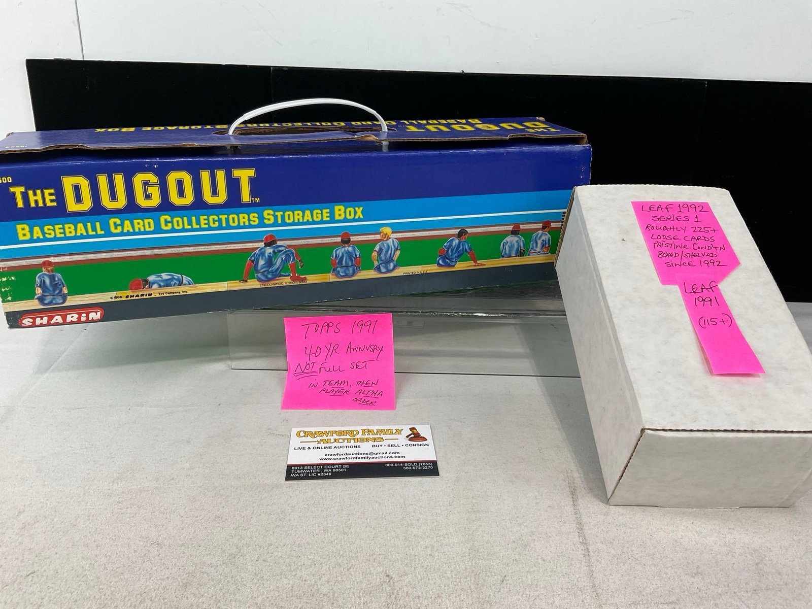 Leaf 1991 & Leaf 1992 Series 1, & Topps 1991 40 yr anniversary, 750+ Baseball cards: All from the same collection. Appears to be in good shape. The piece measures approx 7h x 17w x 5d inches. See pics. E-6290
