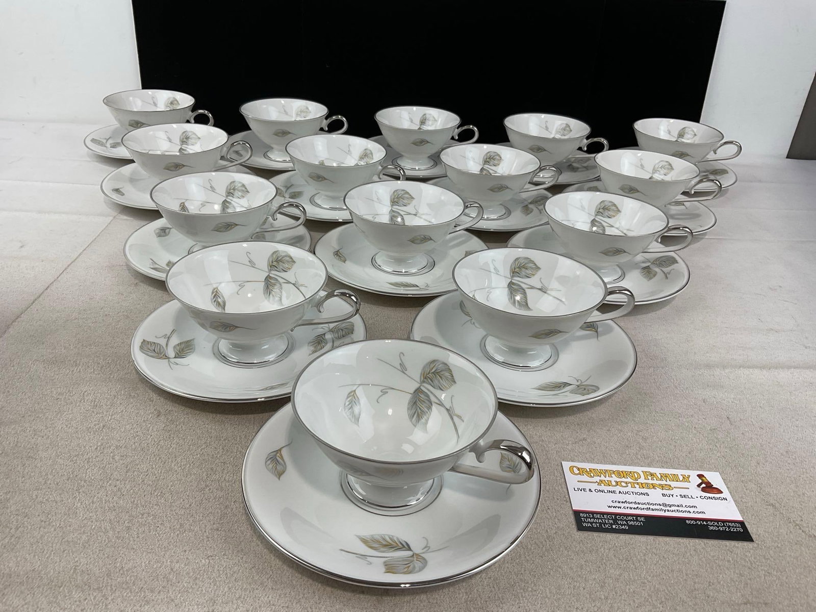 Edelstein Bavarian China, Normandy Pattern, 15 cups & 15 saucers, 30 pcs: Appears to be in good shape. The piece measures approx 11h x 13w x 17d inches. See pics. E-6270 *Oversized shipping may apply*